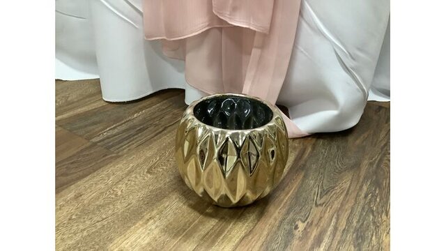 Vase Geometric Gold Glass 4.5 Inch